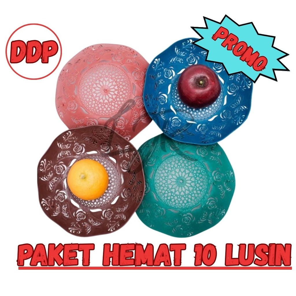 DDP Piring Plastik Rotan Motif Bunga Kupu Kupu 21cm - 10 Lusin