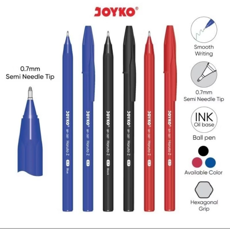 

Pulpen Joyko Bp-345/bp-387 Haruto 0.7mm ( 1pak/12pcs )