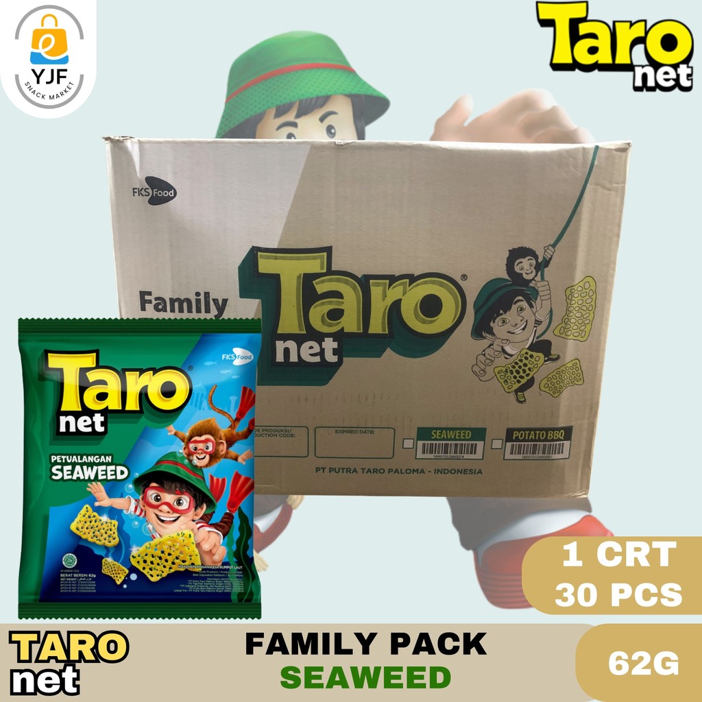 

Taro Net Snack 62g - 1 CRT/ 30 PCS / Taronet / Snack Kentang / Rasa BBQ / Seaweed / Mix Teriyaki / Cemilan