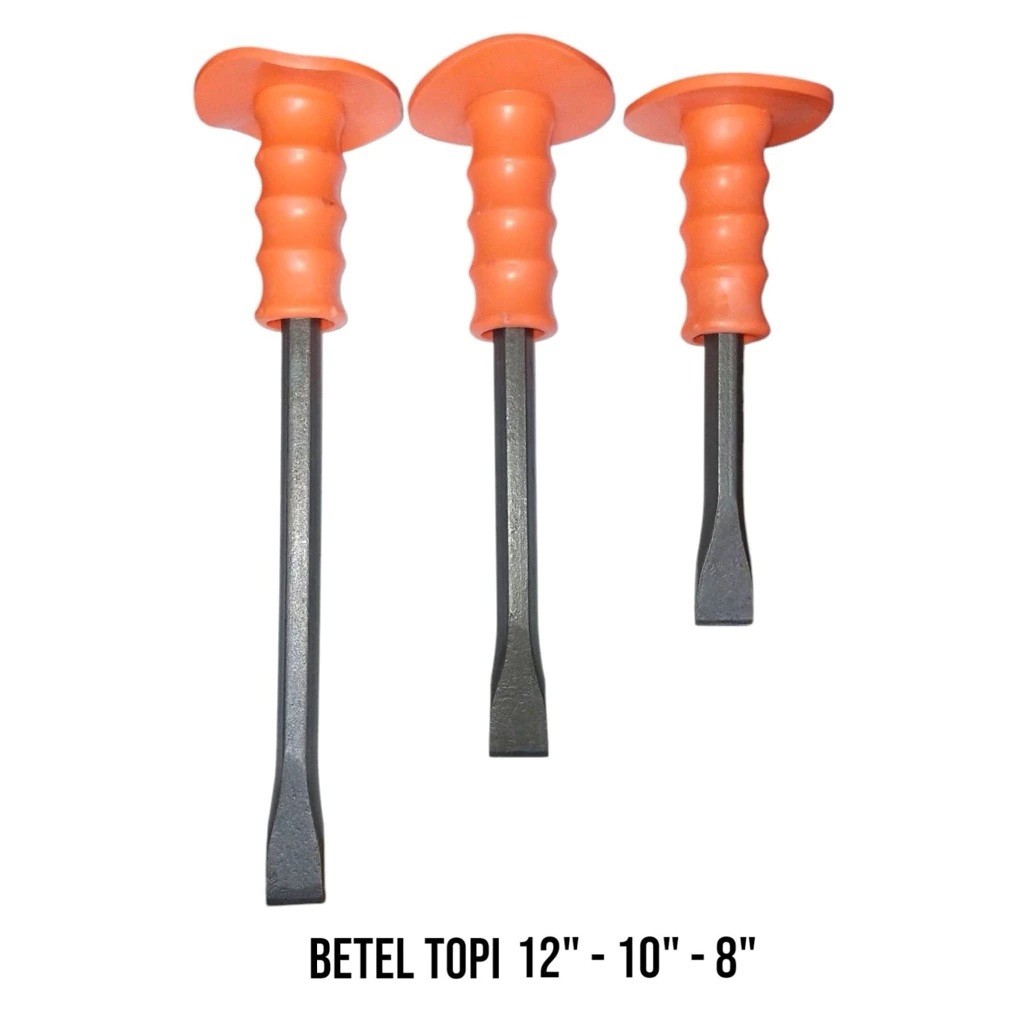 Betel Besi Topi ABUS Pahat Beton - Betel Tembok Gagang Karet 8, 10, 12 Inch