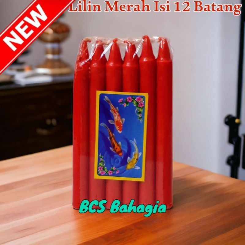 SPECIAL !!! lilin merah sembahyang isi 12 batang ukuran besar / lilin sembahyang / lilin merah / lil