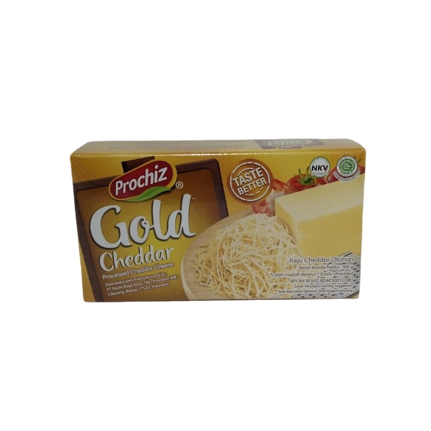 

Prochiz Cheddar Cheese Gold 160gr Parutan Panjang
