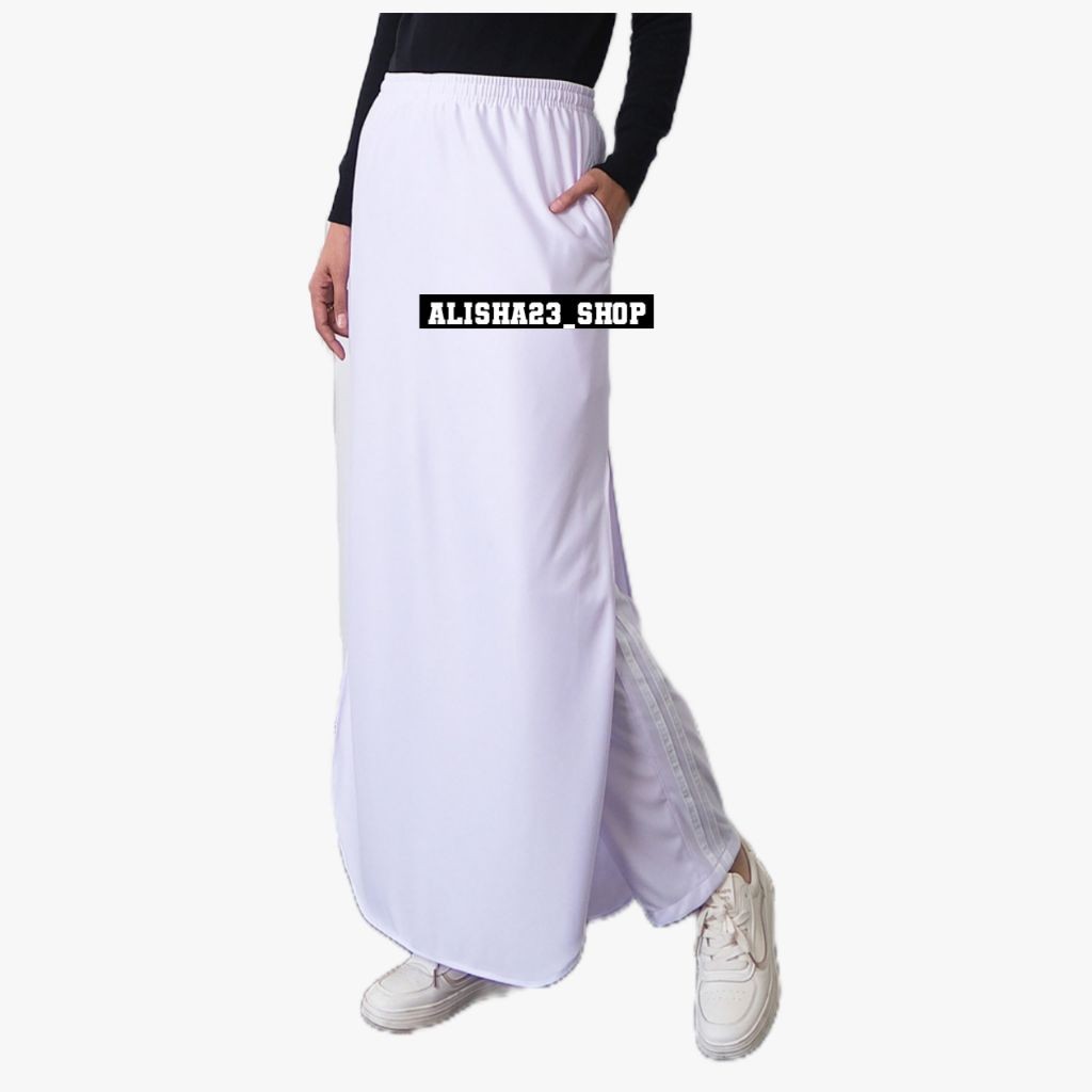 RUBANGRAU   ROK CELANA PUTIH POLOS TRAINING OLAHRAGA WANITA SYAR'I /ROCELA 2 in 1 MUSLIMAH SENAM SPO