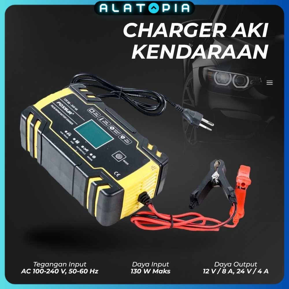 FOXSUR Charger Aki Mobil Motor Battery Charger 12/24V 8A - FBC122408D