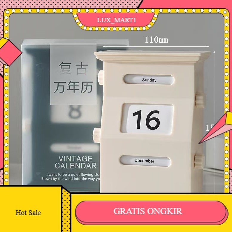 

【LUX_M1】FLASH SALE!! Kalender Putar Retro Hiasan Meja Perpetual Calendar Permanen Calender Desktop Kalender