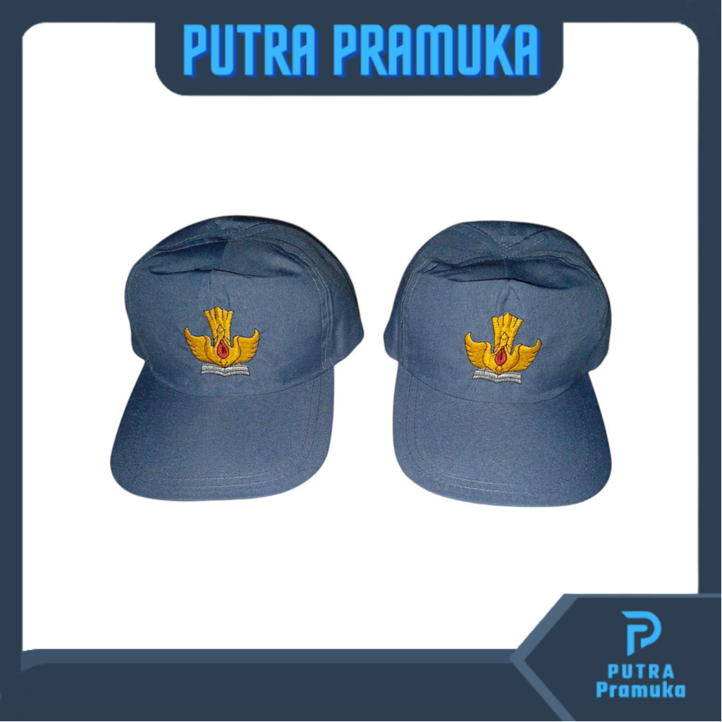 Topi SMA bordir abu full Karet Gesper