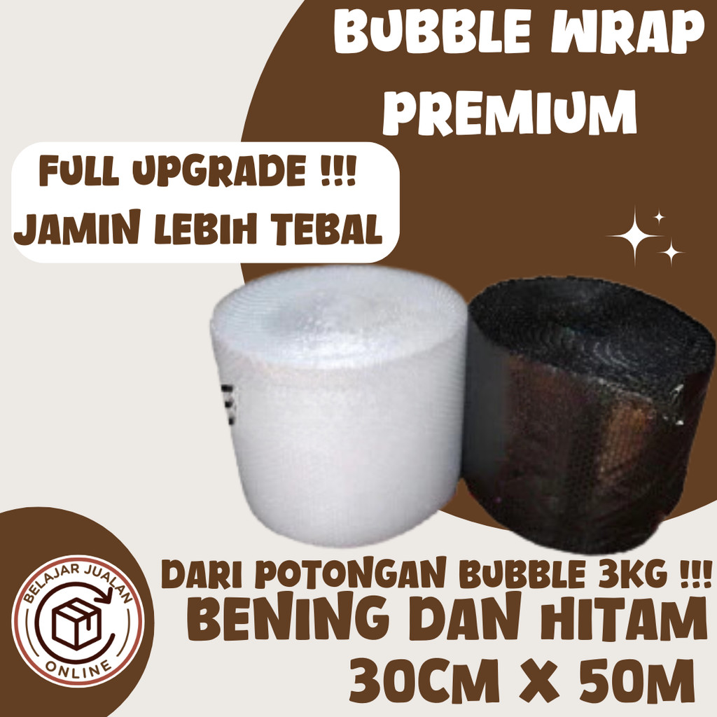 

(NEW UPGRADE) Bubble Warp (Bungkus Gelembung) HITAM/PUTIH Premium Plastik Packing Uk 30cm x 50m Waterproof