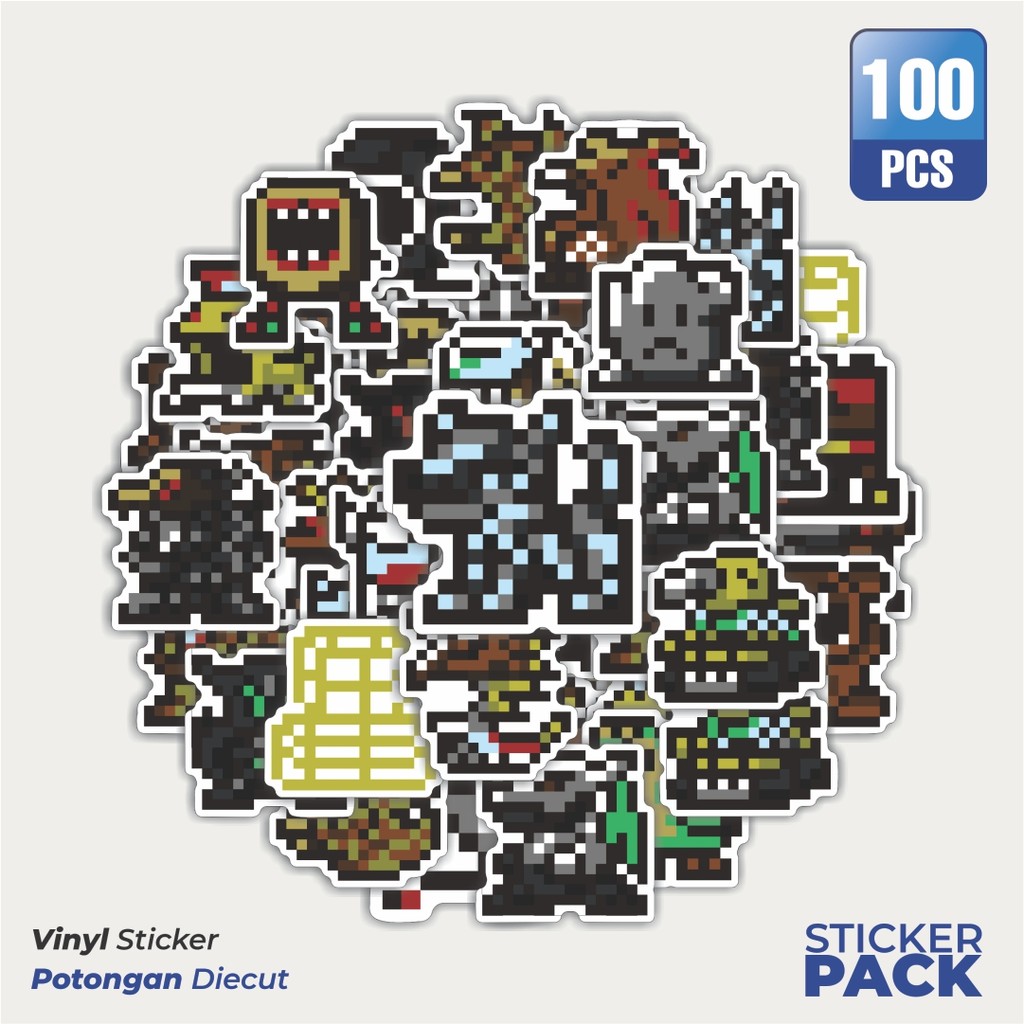 

100 PCS STIKER Stiker Pixel Digimon V42 Waterproof Aesthetic- Untuk Laptop, Motor, dan Helm - Paper Stationery Pack