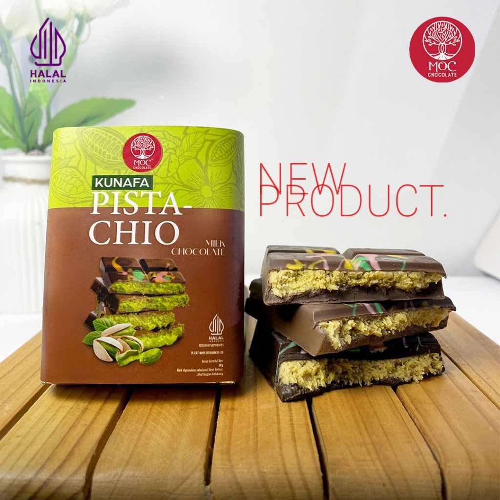 

MOC Chocolate - Pistachio Kunafa Chocolate Milk Chocolate 80g - Halal - Cokelat Kunafa Pistachio - Cokelat Dubai