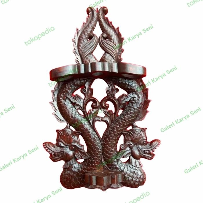 Blawong Pusaka Model Naga Kembar Plitur Coklat Antik