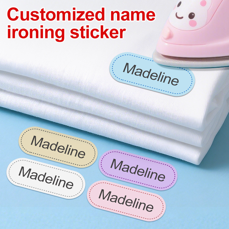 

Customized Kids Iron-On Name Labels - Waterproof Personalized Tags for School Uniforms, Clothing Stickers for Bags & Accessories