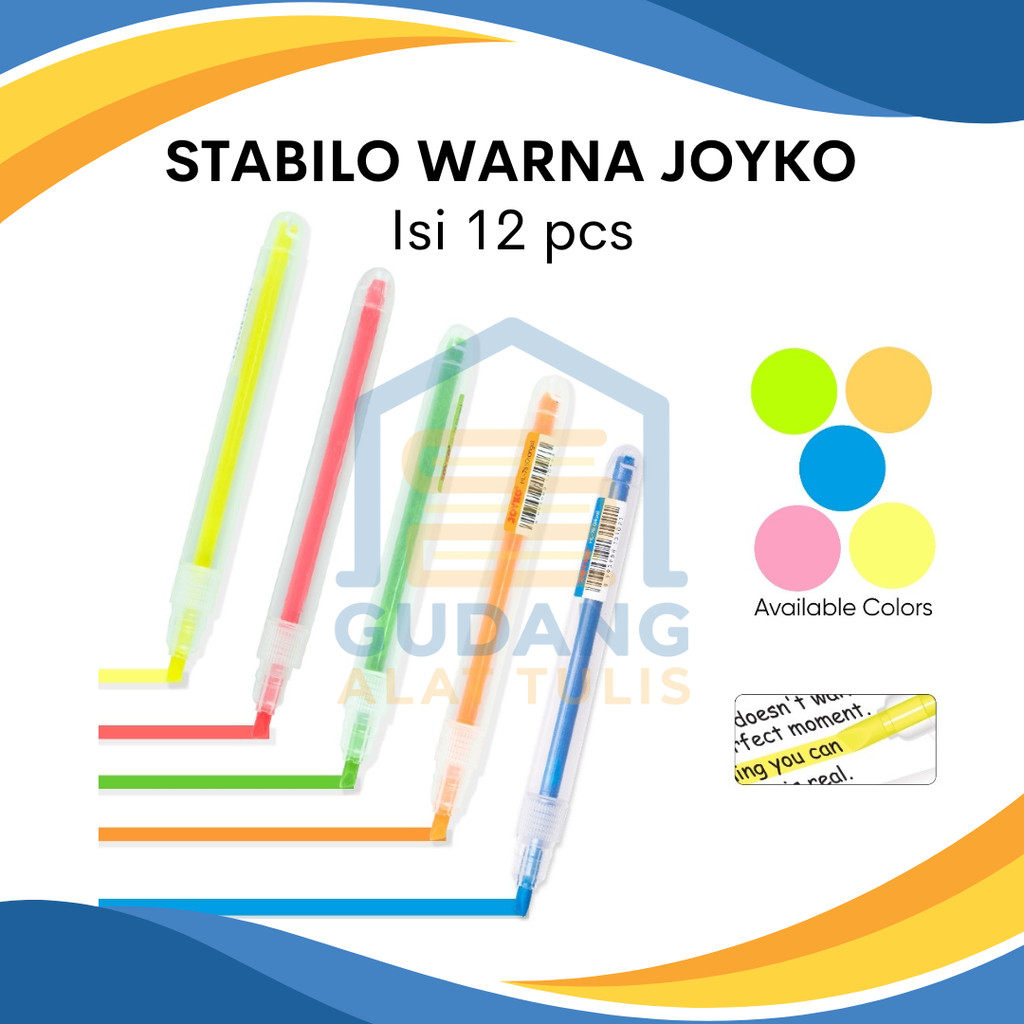

12 PCS STABILO JOYKO HIGHLIGHTER PENANDA PER KOTAK