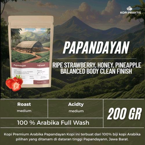 

ROASTED BEANS ARABIKA FULL WASH PAPANDAYAN 200 GR | BIJI KOPI SANGRAI | Coffee - GILING HALUS
