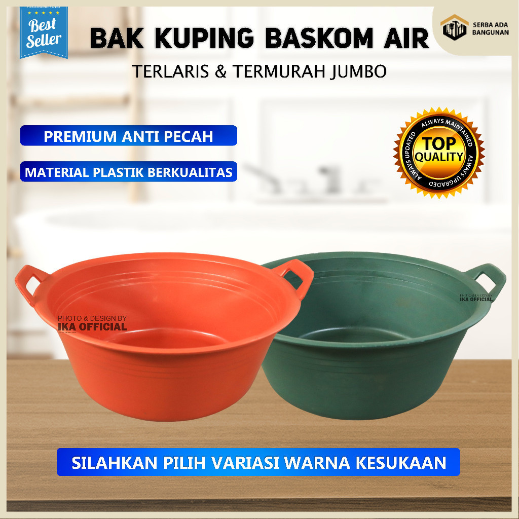 SAB BAK KUPING - Baskom Air / Ember Cuci Piring / Ember Mandi / Waskom Bak Kuping Plastik Hitam Serb