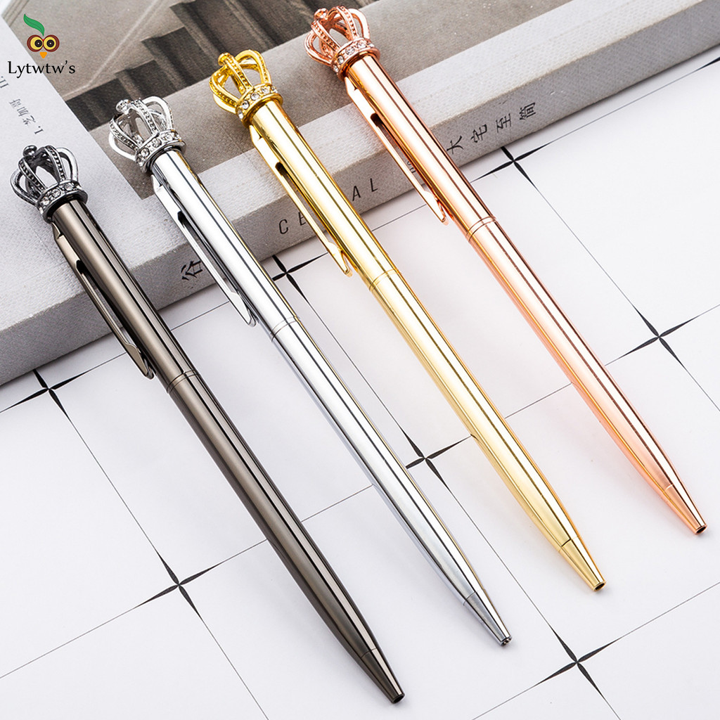

1-5-6-11 pcs Crystal Shiny Metal Crown Ballpoint Pen Interesting Ball Ballpoint Pen School Stationery School Office Supplies