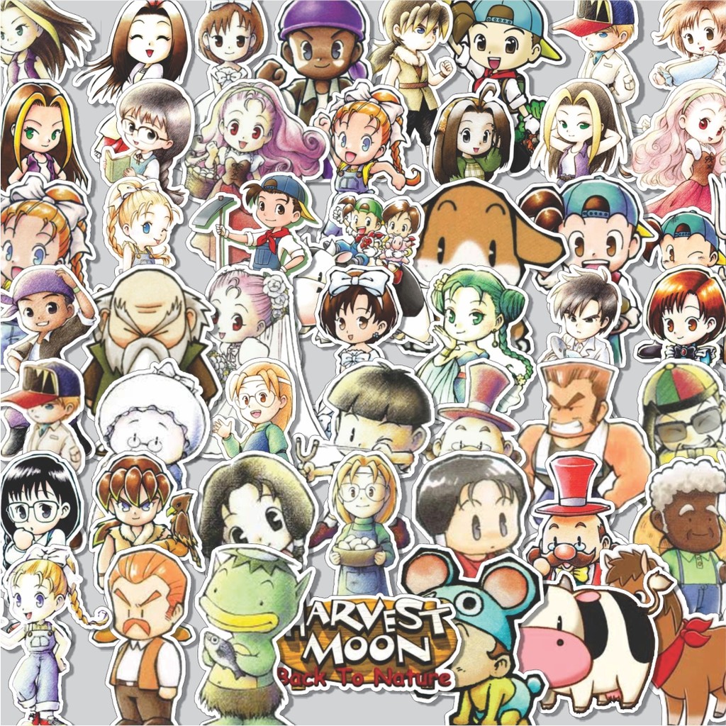 Stiker Cutting Pack Stiker Game Video Harvest Moon : Back to Nature Isi 100Pcs Series Aesthetic Lucu