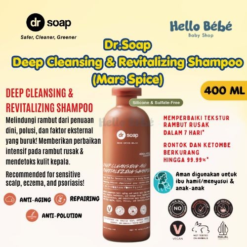 dr soap Deep Cleansing & Revitalizing Shampoo (Mars Spice) 400ml | Sampo Rambut Berwarna Anti Rontok
