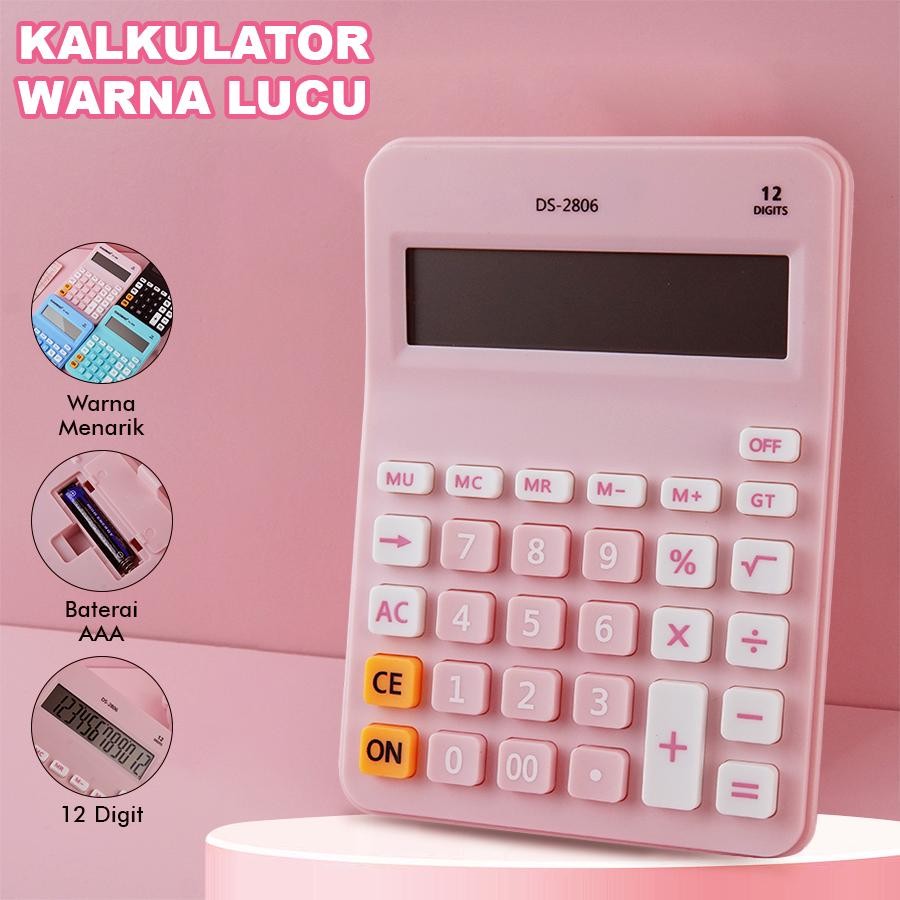 

Kalkulator 12 Digit Warna Lucu – Kalkulator Meja Besar Baterai AAA untuk Sekolah & Kantor CA-0909