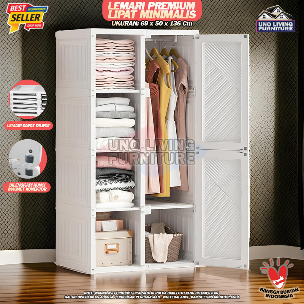 Lemari Pakaian Putih Lemari Lipat 5 Box 6 Pintu 1 Gantungan - Lemari Plastik Lipat Lemari Portable d