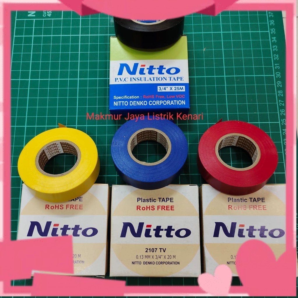 

Isolasi Nitto / Isolasi Listrik Nitto Hitam Merah Biru Kuning