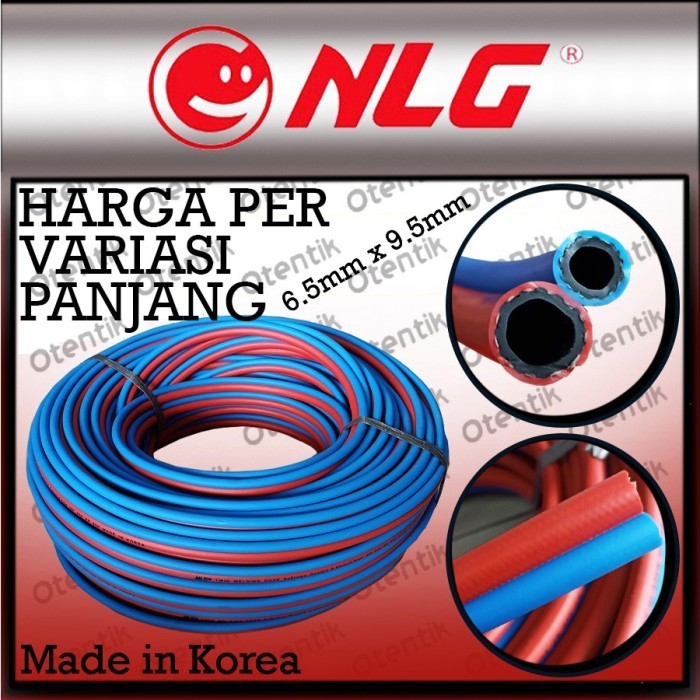 NLG SELANG LAS DOUBLE OKSIGEN LPG ACYTELENE 1/4" X 3/8" - TWIN WELDING HOSE ORIGINAL - SELANG DOBEL 