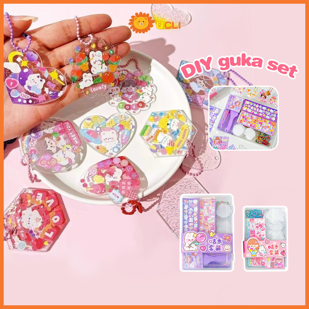 

Ucli DIY Keychain Acrylic Set Gantungan Kunci Akrilik DIY Guka set Set Stiker Kreatif Stiker Kemasan