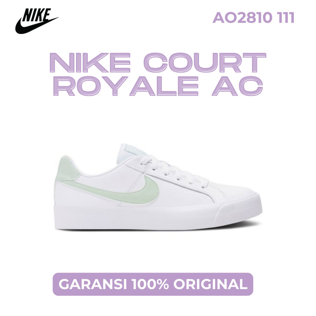 Sepatu Sneakers Wanita Original Nike Court Royale AC White Pistachio Green AO2810 111
