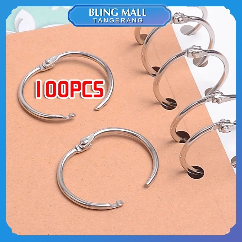 

100 Buah Ring Binder Buka Tutup Besi Ring Buku Sampel Bahan Logam Galvanis 20mm 30mm 40mm