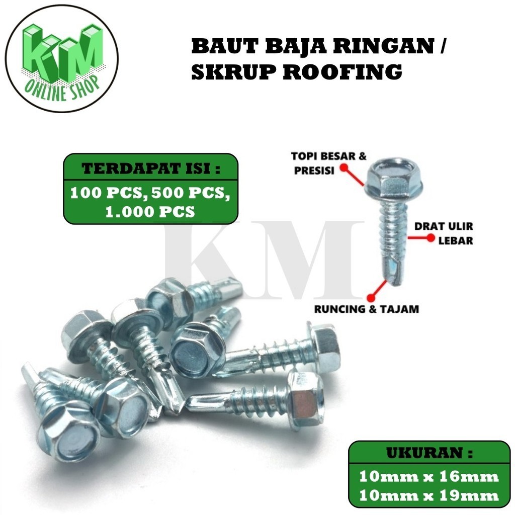 Baut baja ringan Skrup Baja Ringan Canal Roofing Sekrup paku drilling screw tajam