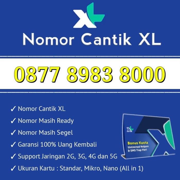 Kartu Perdana Nomor Cantik XL 0877 8983 8000