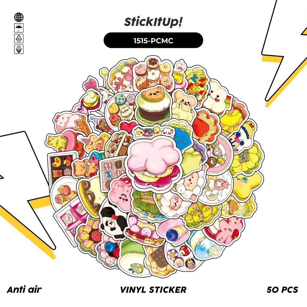 

COD✨ 100 Pcs Stiker Pack Piece Cute Macaron Cake Lucu Aesthetic Vynil Waterproof untuk Freebies Sticker Buku Journal Casing HP Laptop