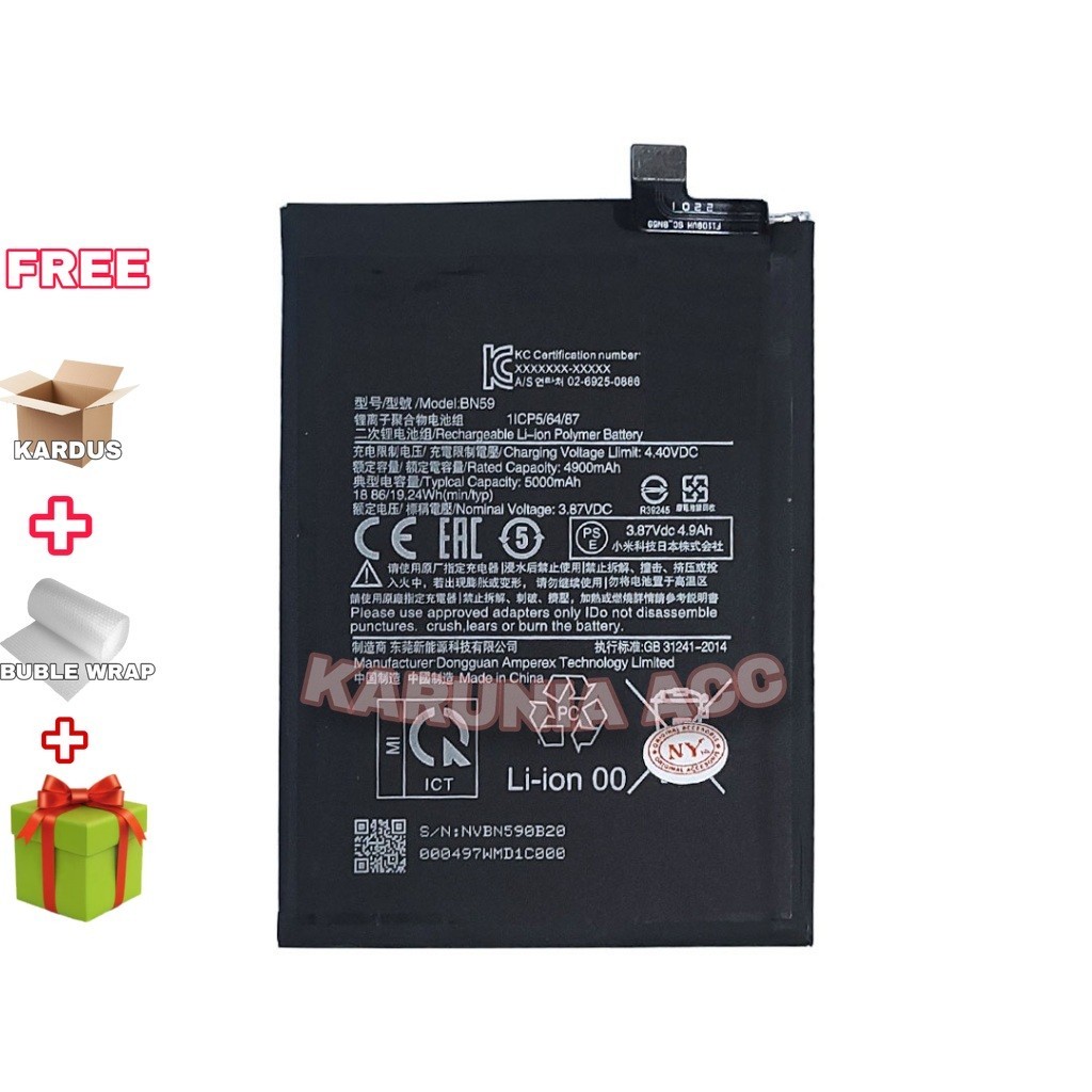 BATRE BATTERY BATERAI XIAOMI BN59 / READMI NOTE 10S