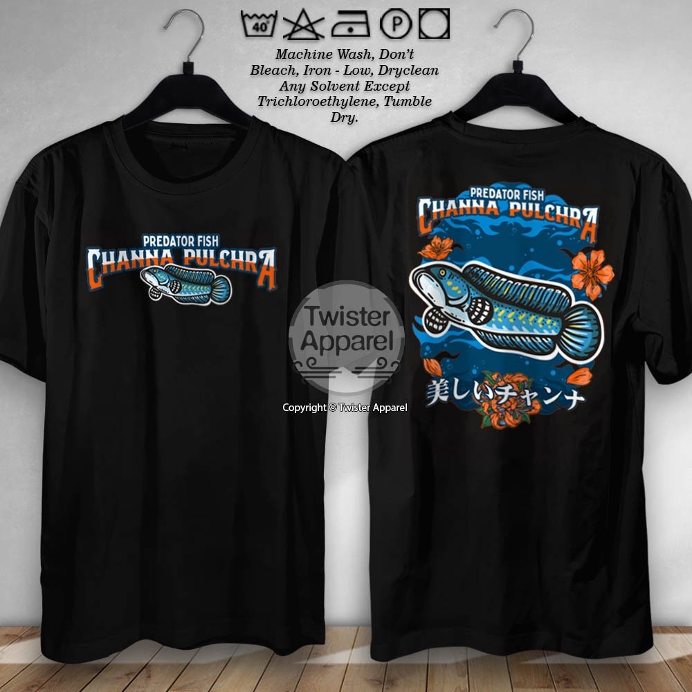 Kaos Channa Pulchra Predator Fish Baju Pecinta Ikan Hias Chana Keeper Aquascaper Indonesia Mancing M
