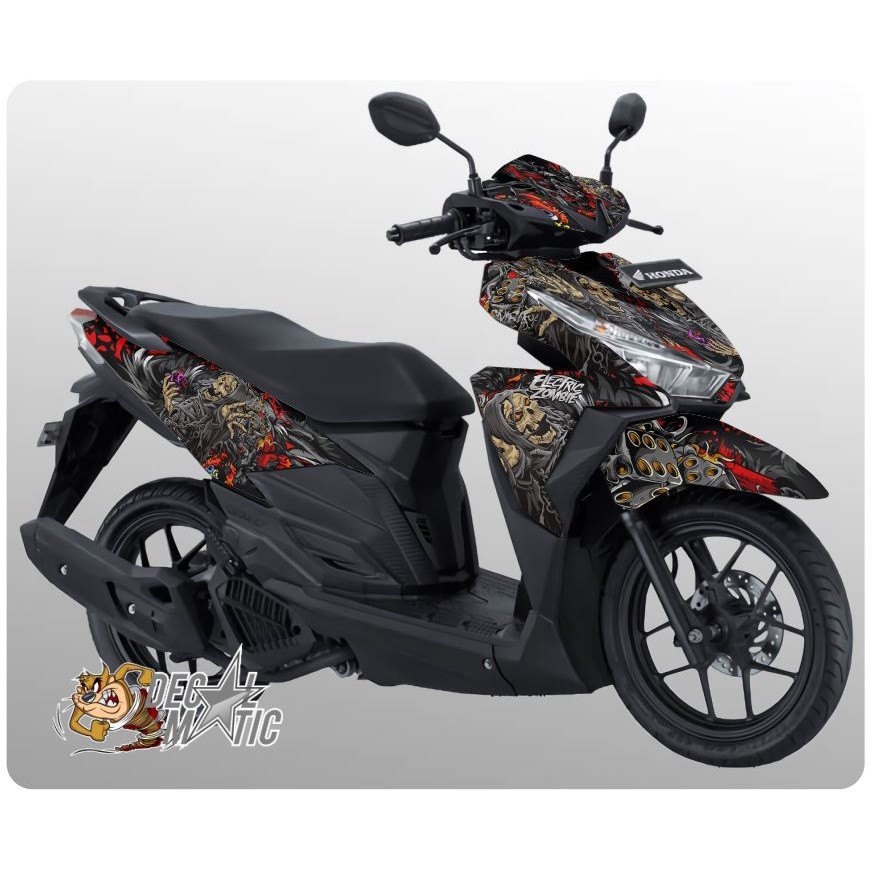 Stiker Vario 150 Full Body Decal Full body Vario 125 150 Old - New Electric Zombie Hitam