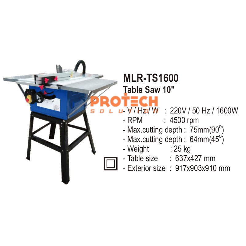 MOLLAR MLR-TS1600 TABLE SAW 255MM MESIN GERGAJI MEJA POTONG KAYU 10 in