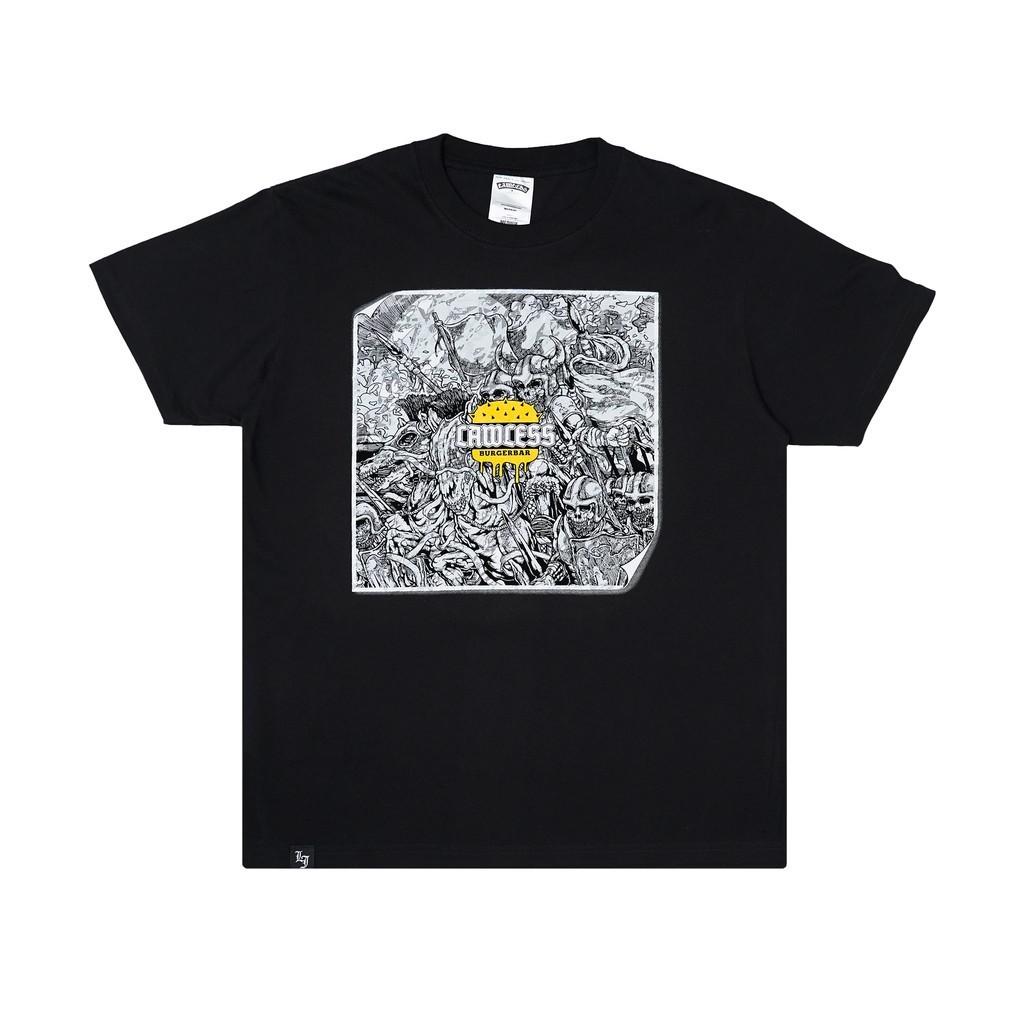【COD】 NEW 【COD】Lawless Burgerbar - Burger Wrap Tshirt - Black Tidur pendek Fashion Hardworking T shi
