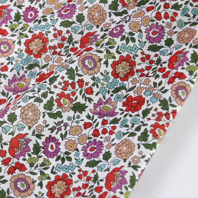 

pink purple small flowers Liberty London cotton print custom cotton fabric digital printing fabric for dress