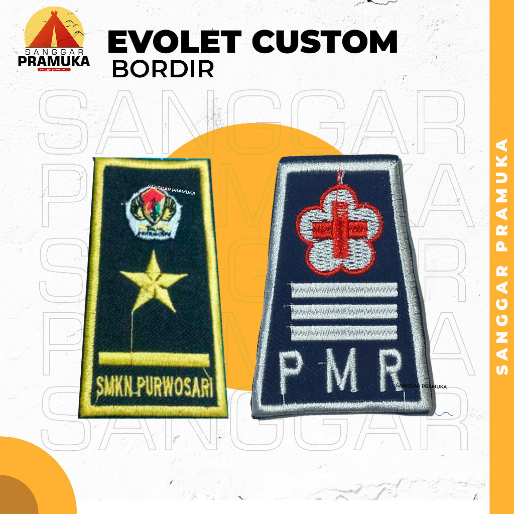 Evolet Custom Bordir / Pangkat Sekolah Bordir / Dek Sekolah / Dek Pundak Custom