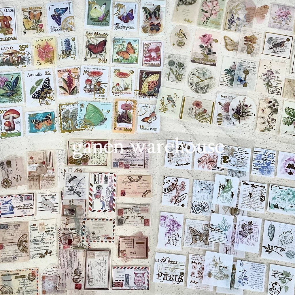 

[GW] Retro Stamp Sticker 2 Lembar Vintage Stiker Dekorasi Journal Planning