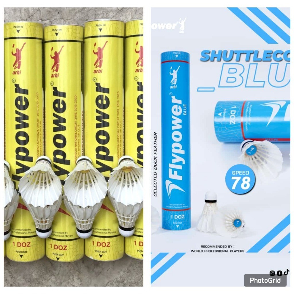 WY20WP SHUTTLECOCK / COCK / KOK BADMINTON / BULUTANGKIS FLYPOWER KUNING / YELLOW / BLUE / BIRU ORIGI