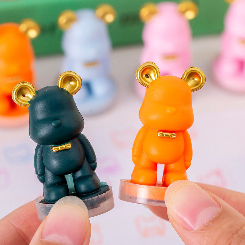 

5Pcs Creative Cartoon Mini Bear Stamp Toys Children's Reward Small Stamp Kindergarten Doodle Bear Stamp Toys Kids Party Favors