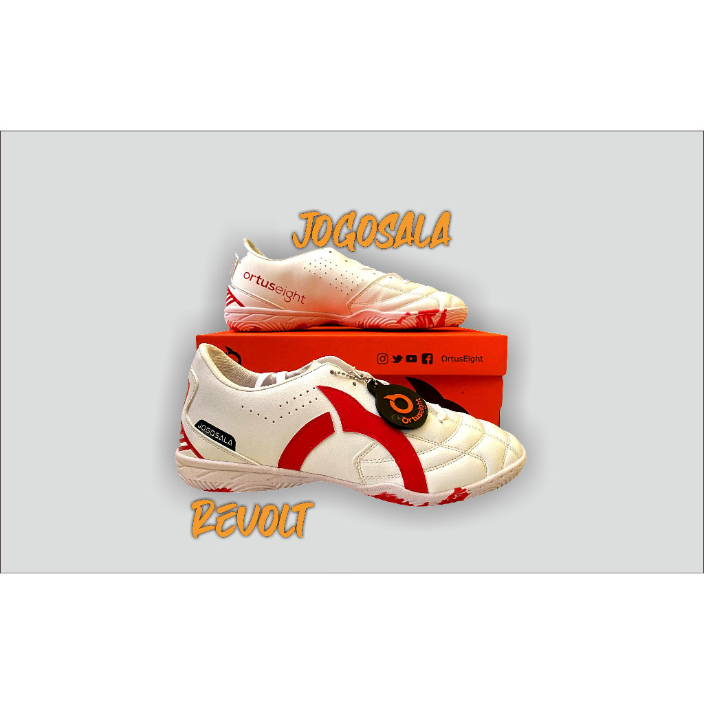IY78JH Sepatu Futsal Ortus Jogosala Revolt Grade Binb White In Logo Red Free Kaos Kaki