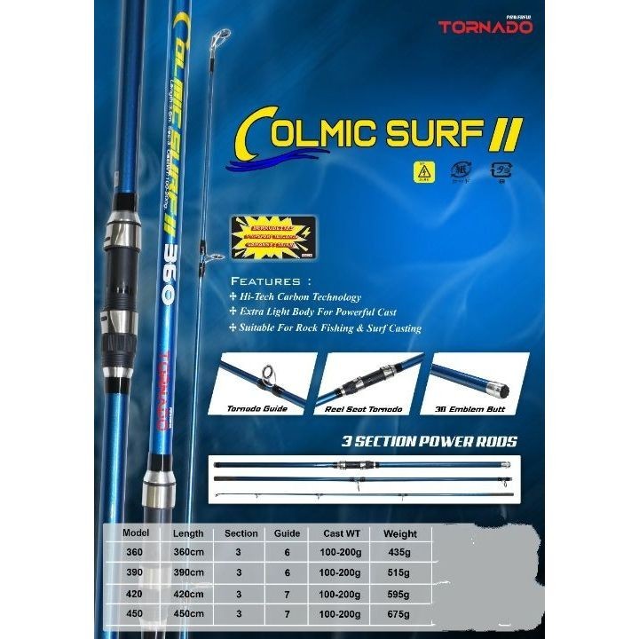 Joran Pasiran Pinggiran Teleskopik Big Boss Exori - Ogawa Mesuji Surf Full Fuji - Tornado Colmic Sur