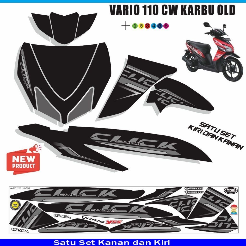 SETIKER MOTOR STRIPING MOTOR HONDA  VARIO 110 KARBU VARIASI STIKER VARIO CW 110 OLD MOTIF TERBARU SE