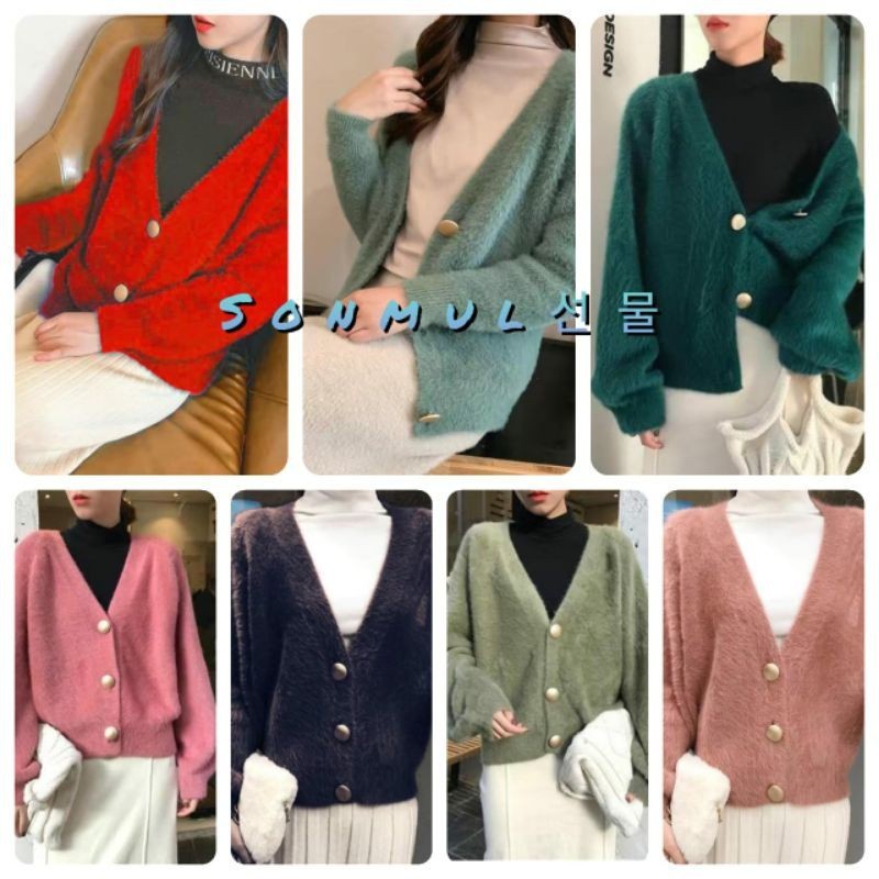 FURRY WOMAN FURRY BUTTON CARDIGAN KARDIGAN WANITA JAKET