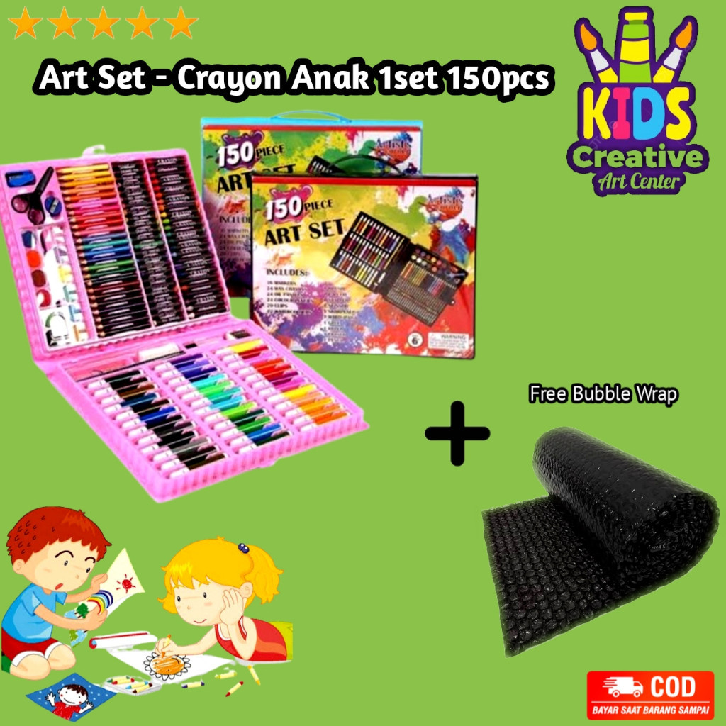 

Crayon Anak Set 150 pcs Set Spidol Alat Menggambar Mewarnai Pensil Krayon Set Art Colouring Free Bubble Wrap / M B