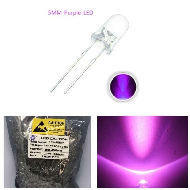 LED 5 mm UNGU Body Clear Bening 5mm P-UNGU Sorot fokus