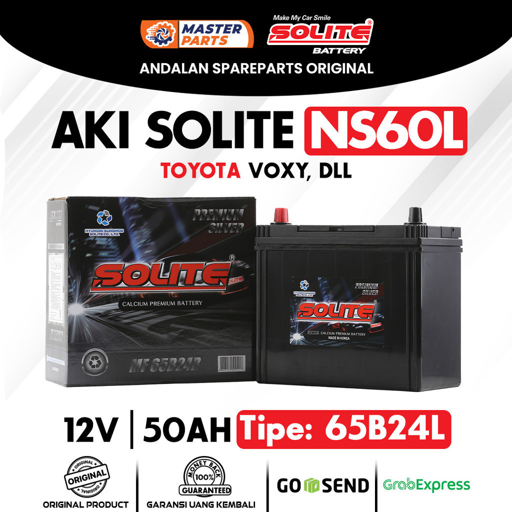 Aki Mobil Solite NS60L 12V 50Ah Aki Kering