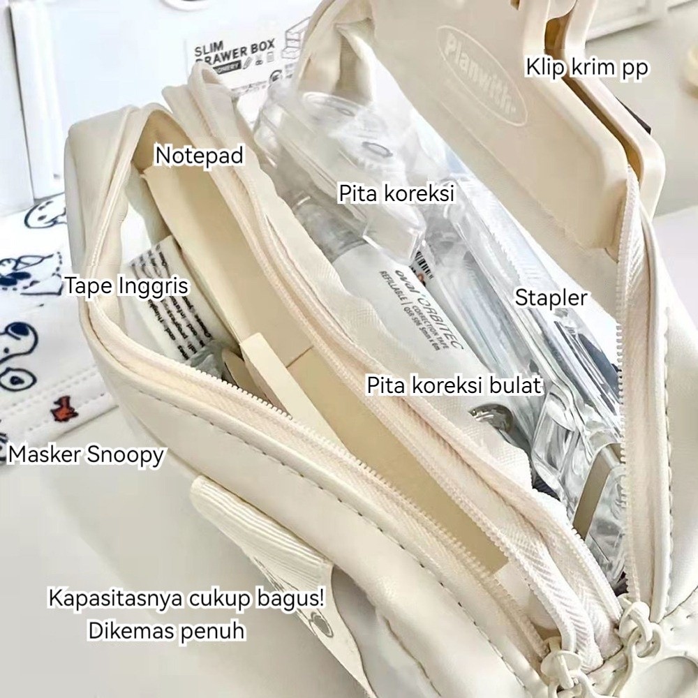 

SUTANGSnoopy Cute Large Capacity Pencil Case Kotak Pensil Make Up Tas Pencil Pouch SF6