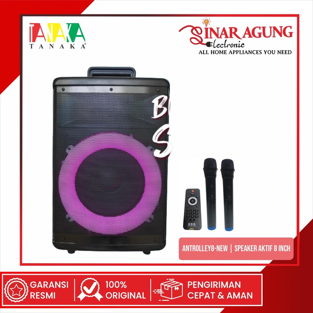 TANAKA DIAMOND ANTROLLEY 8 NEW SPEAKER AKTIF PORTABLE 8 INCH